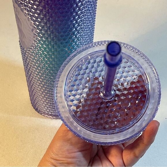 Starbucks rare collectible Studded Blue Ombre 24oz Plastic Cold Cup 2021 - Picture 2 of 11